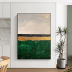 Minimalist Gold and Green Abstract Painting for Contemporary Home Offices GAB1298