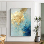 Blue and Gold Abstract Flow Painting for Luxury Spa Retreats HENG071