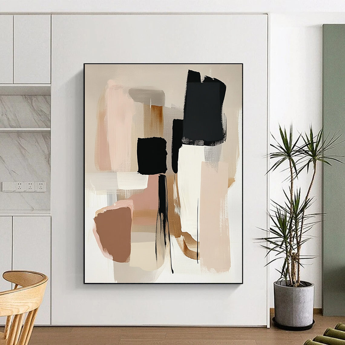 Neutral Tones Block Abstract Painting with Subtle Sophistication WINK791