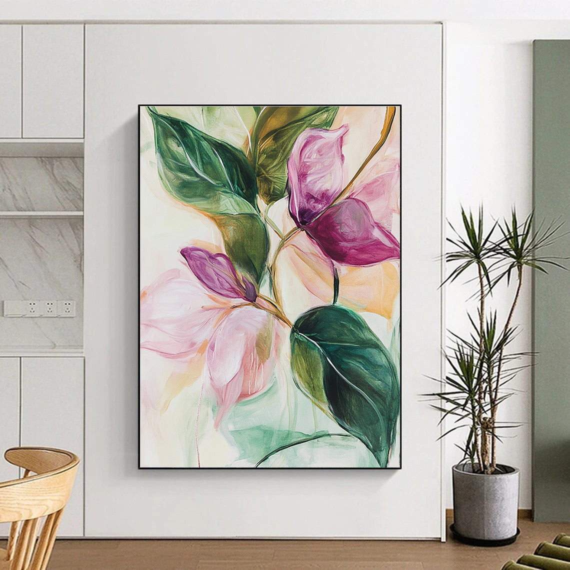Pink and Purple Flowers Abstract Painting for Romantic - Styled Boutiques GAB1073
