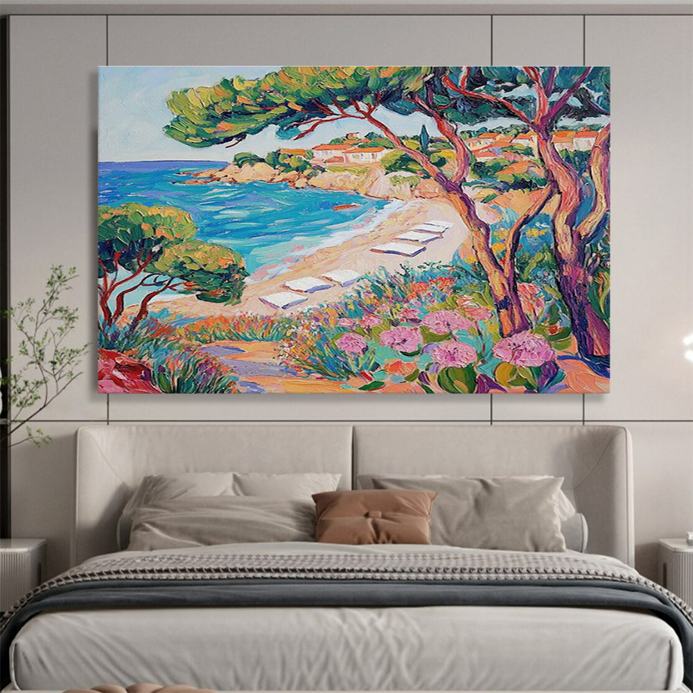 Coastal Beach Abstract Painting for Beachfront Restaurant Patios YHT417