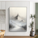 Misty Mountain River Ethereal Landscape Abstract Painting for Tranquil Spaces GAB1540