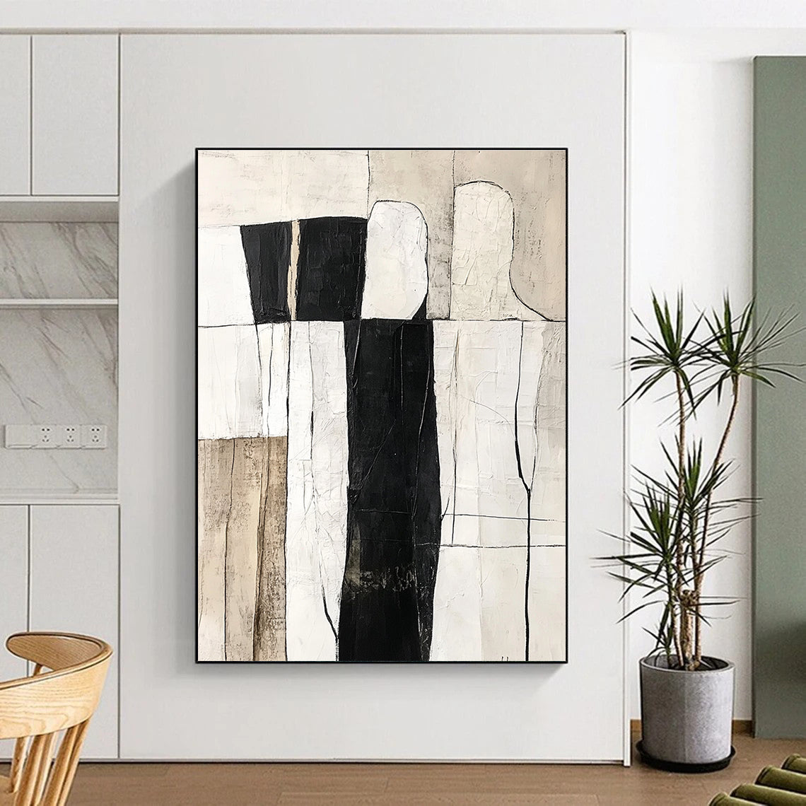 Monochrome - Figure Abstract Painting for Modern Art Studios GAB0869
