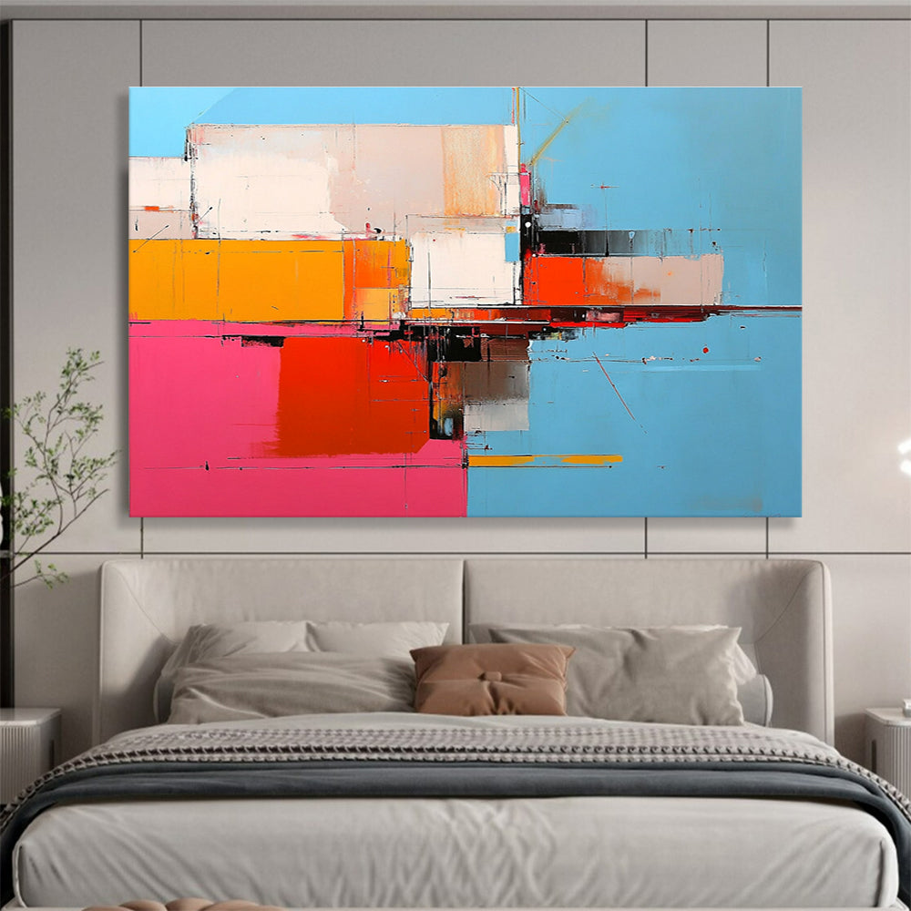 Geometric Color Block Abstract with Bold Contrasts Abstract Painting ABS335