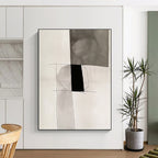 Monochrome Geometric Abstract Painting with Minimalist Grace WINK721