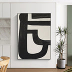 Black and White Line Abstract Painting for Minimalist Galleries GAB0846