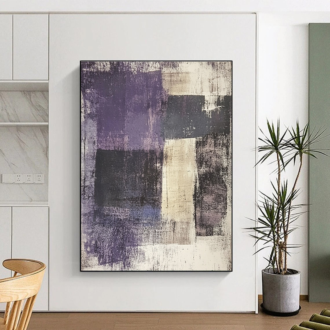 Minimalist Color Block Abstract Painting in Purple Tones GAB0662
