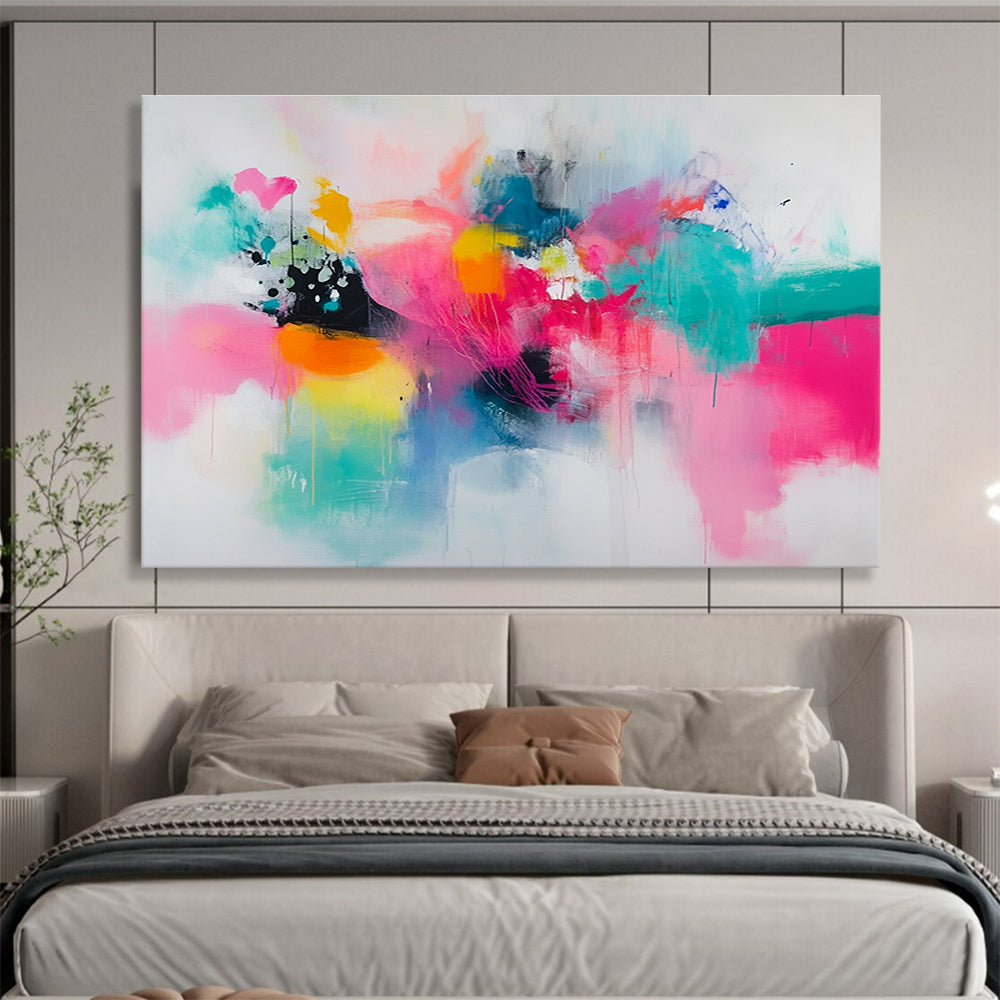Bold Color Splash Abstract Painting with Dynamic Energetic Hues ABS545