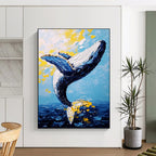 Leaping Whale in Color - Expressive Impasto Sea Art GAB0392