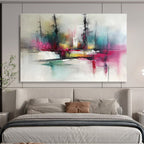 Colorful Tree Landscape Abstract Painting with Expressive Lines and Colors ABS249