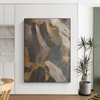 Black - Gold - Gray Abstract Painting for Opulent Residential Foyers HENG137