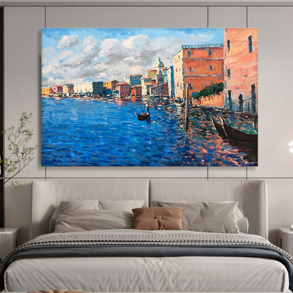 Venice Canal Abstract Painting for Italian Restaurant Private Dining Rooms YHT456