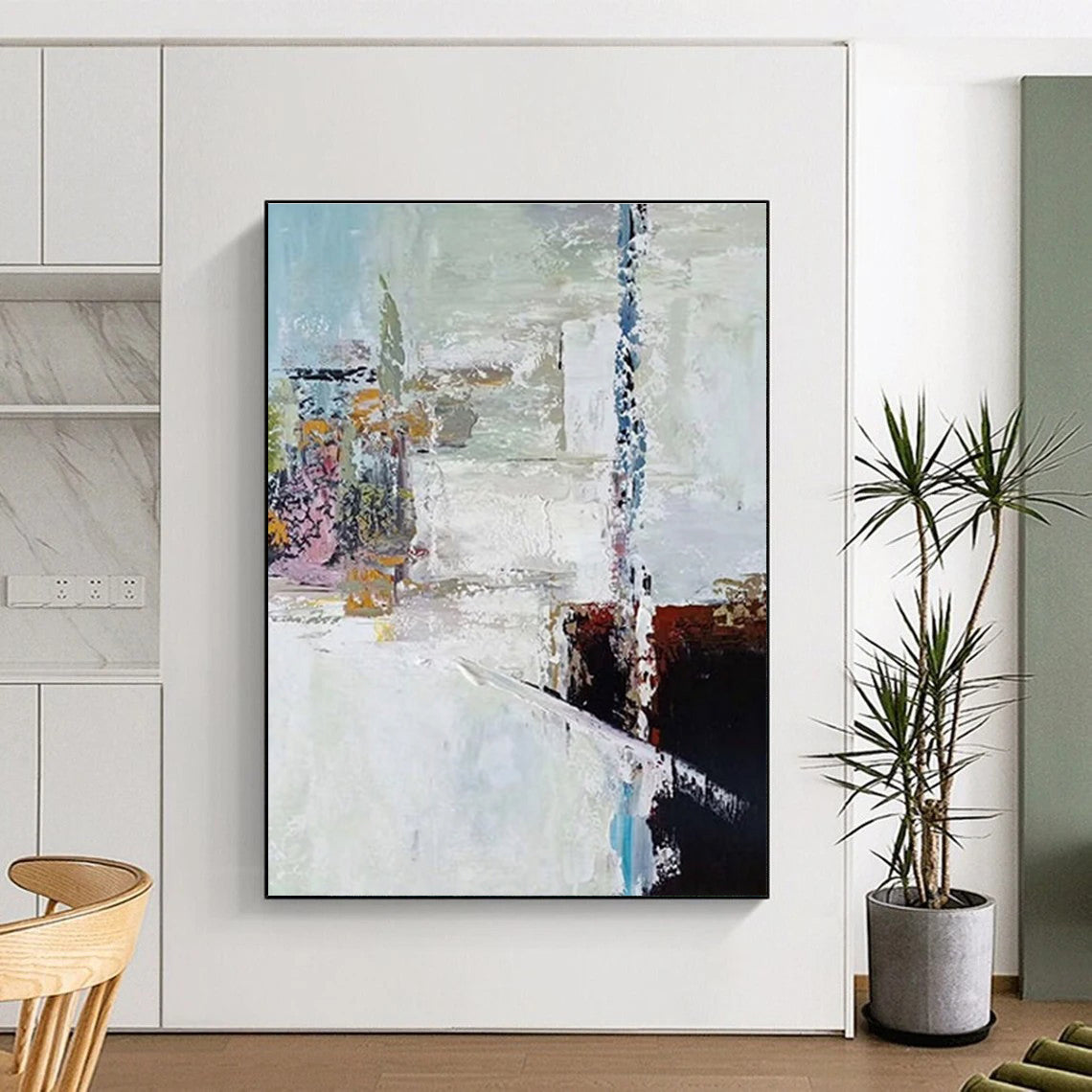 Soft Color Abstract Painting for Minimalist Living Rooms HENG040