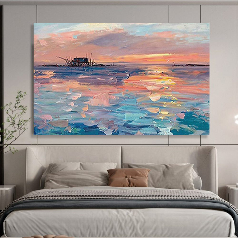 Sunset Seaside Abstract Painting for Nautical - Themed Restaurants YHT205