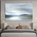 Gray Mountain Lake Abstract Painting with Muted Tones ABS290
