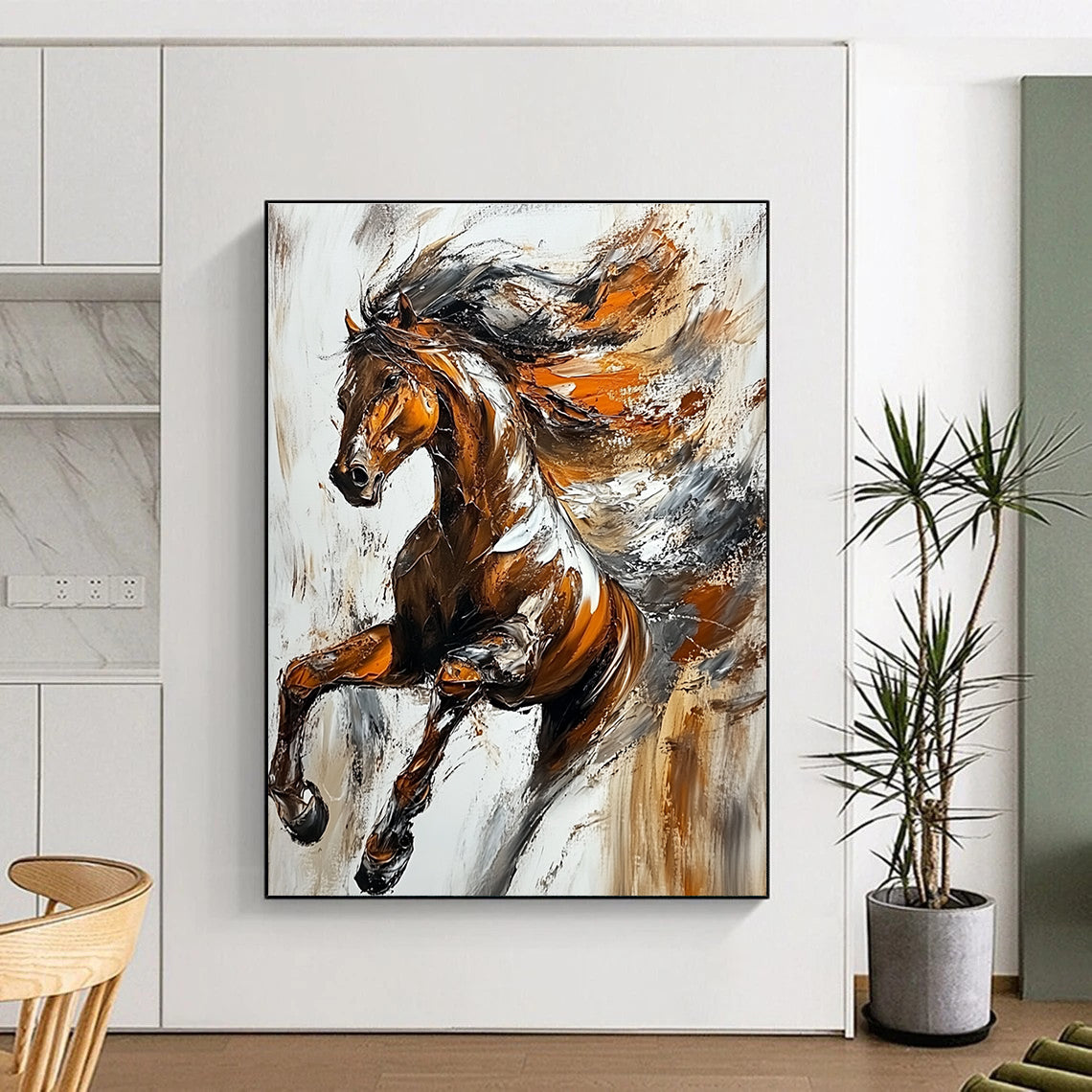 Galloping Horse Dynamic Abstract Painting for Energetic Interiors GAB1414