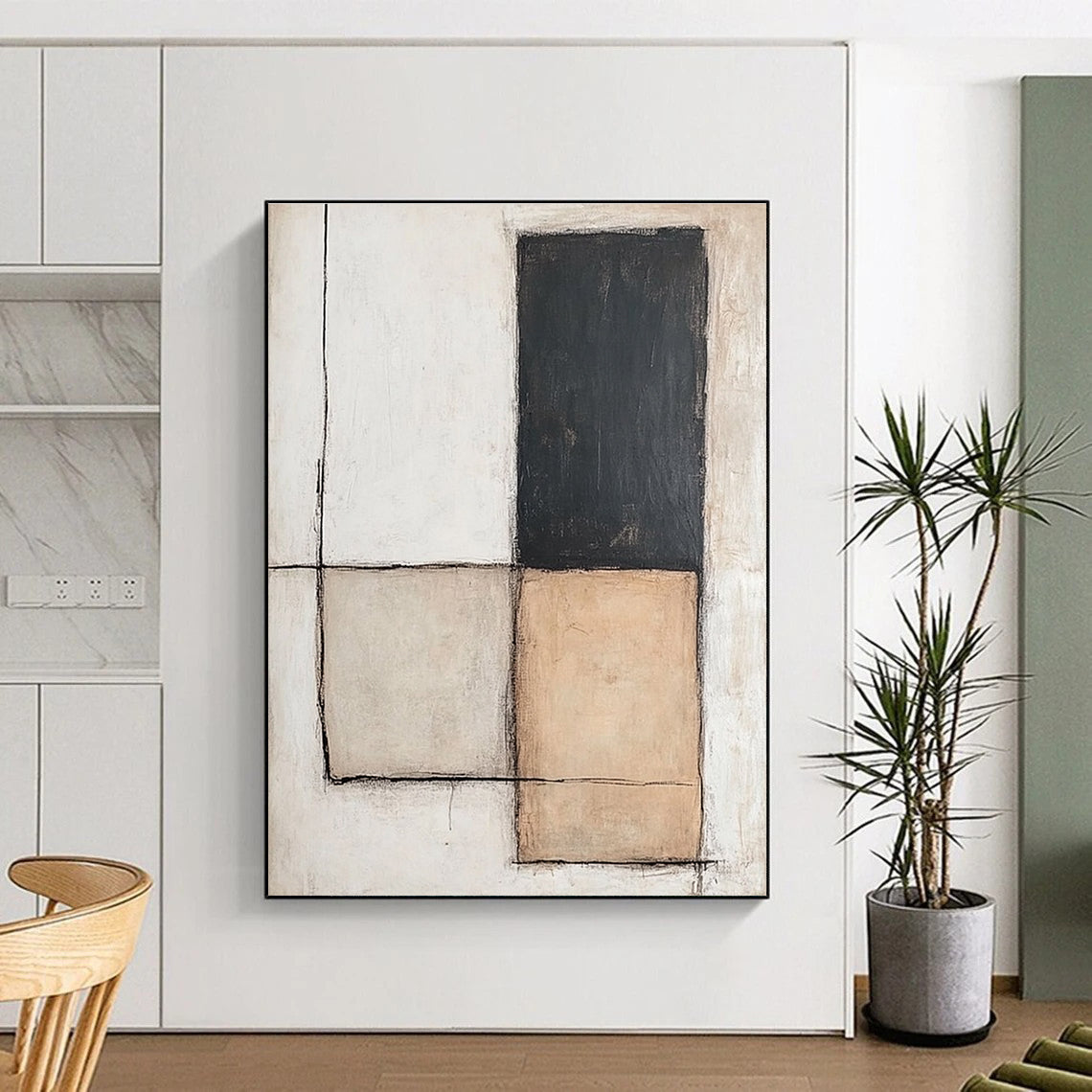 Neutral Toned Geometric Art Abstract Painting for Minimalist Interiors GAB1392