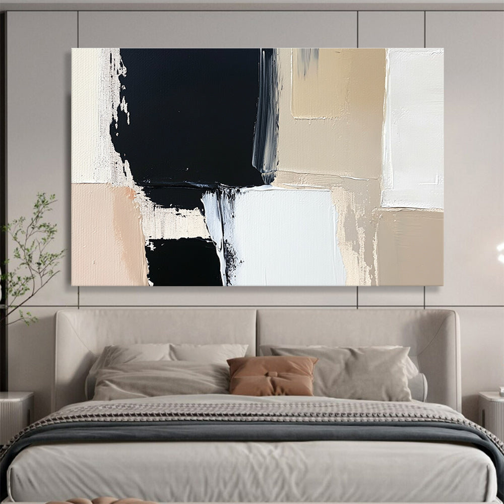 Geometric Color Blocks: Crisp Shapes in Neutral Tones Abstract Painting ABS174