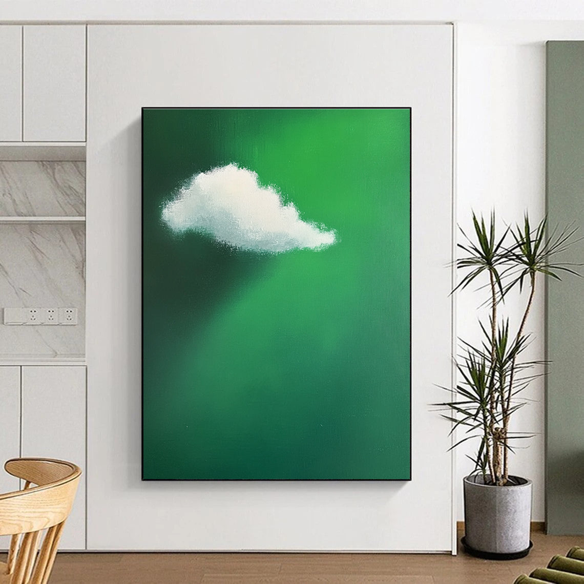 Green Sky with Cloud Painting of Whimsical Serenity GAB0141