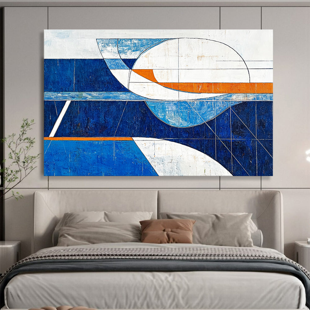 Geometric Blue - Orange Abstract Painting ABS190