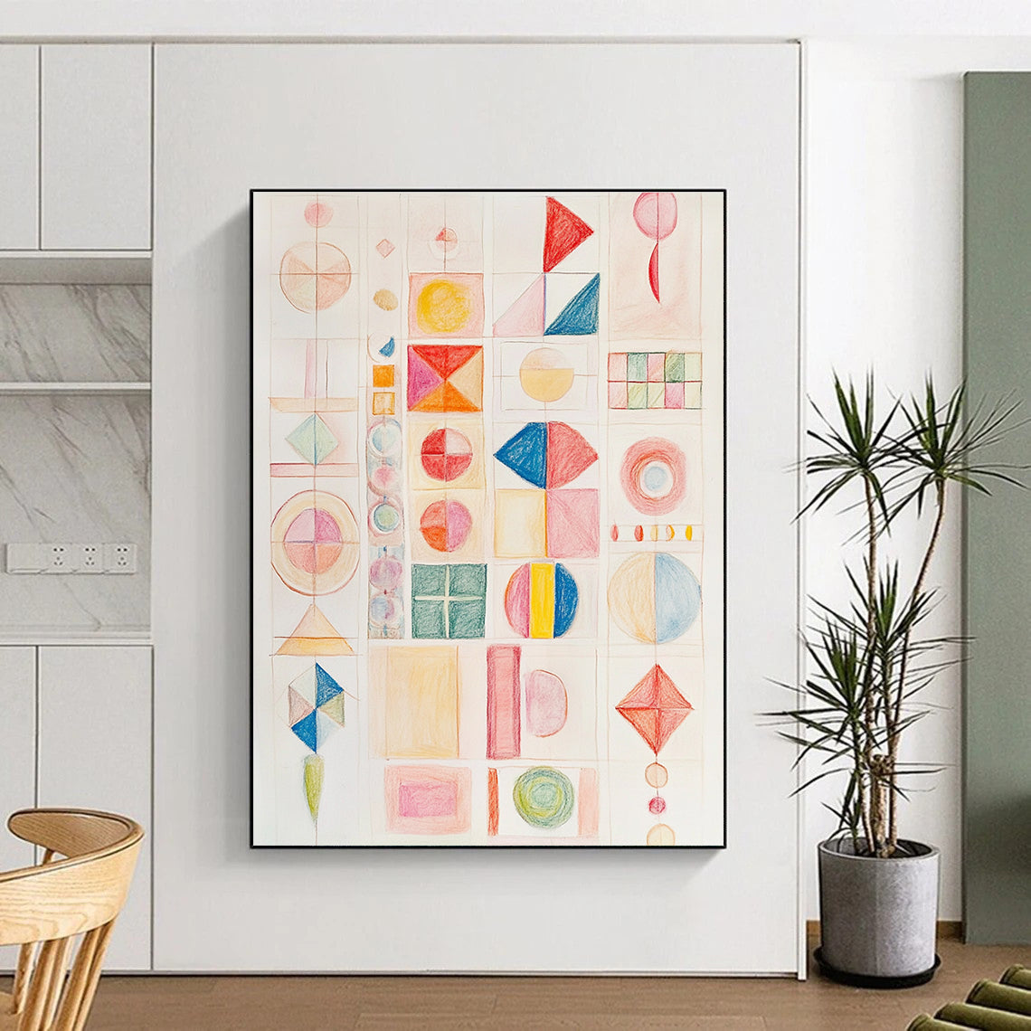 Colorful Geometric Grid Abstract Painting of Order and Color GAB0119