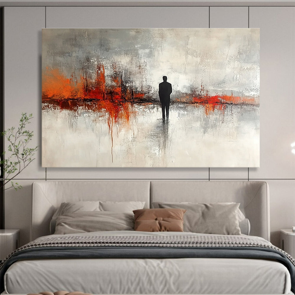 Silhouette in Abstract Landscape Painting with Contemplative Mood ABS417