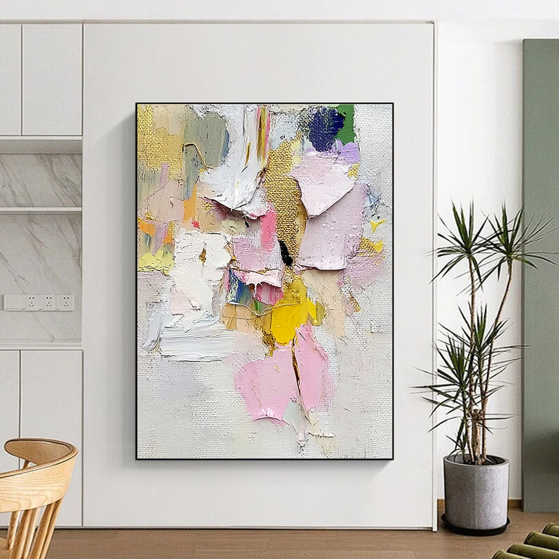 Colorful Collage - style Abstract Painting with Textured Layers WINK620