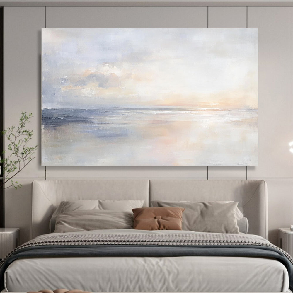 Soft Coastal Sunset Scene Art Embodying Tranquil Evening Vibes in Muted Colors Abstract Painting ABS147
