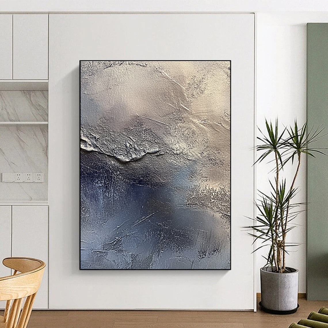 Silver Textured Gradient Painting with Industrial Glamour WINK066