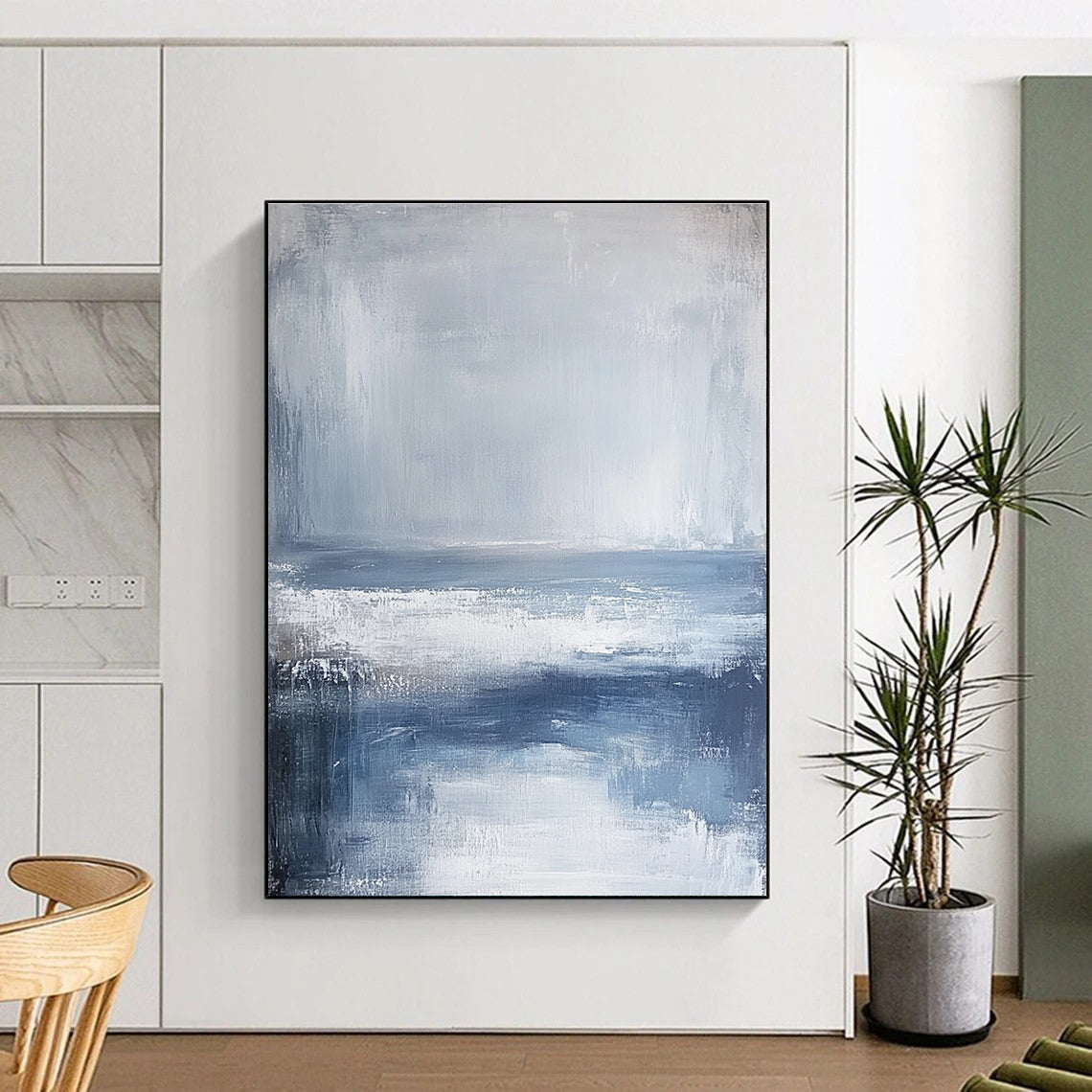 Gray and Blue Abstract Sea - Muted Coastal Abstract Art GAB0479
