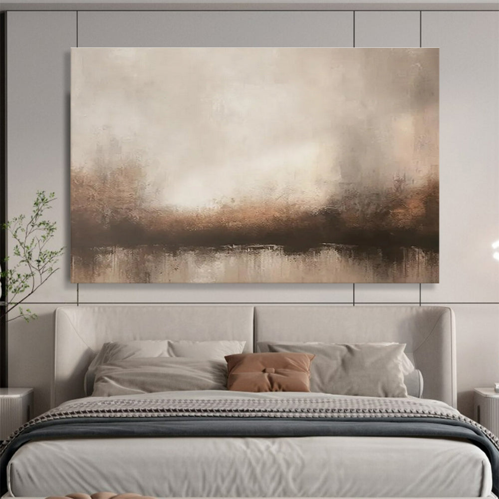 Neutral Tones Abstract Landscape Painting for Minimalist Bedrooms YHT321