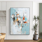 Blue - Toned Abstract Composition Painting for Coastal - Themed Living Rooms GAB1210