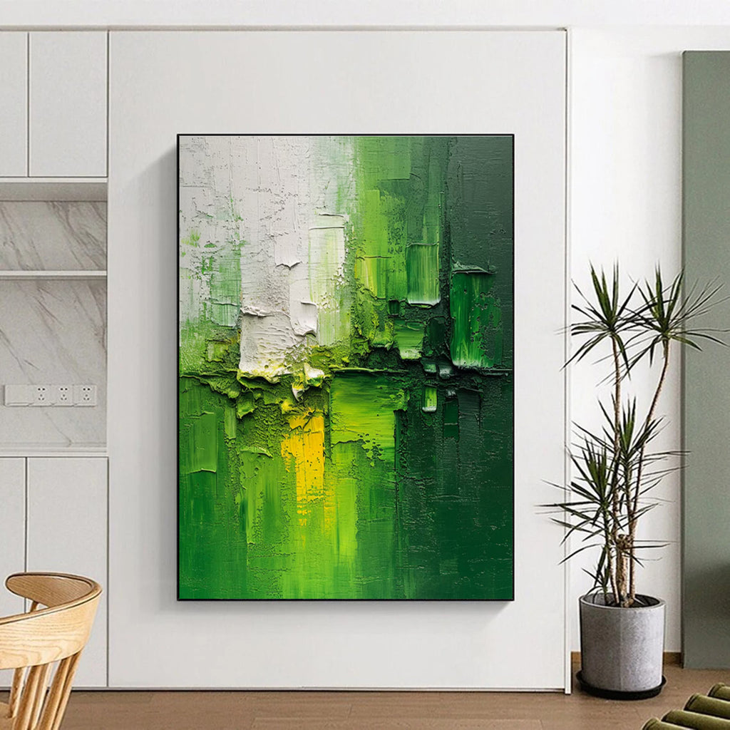 Textured Green Abstract Painting for Contemporary Art Cafes HENG003