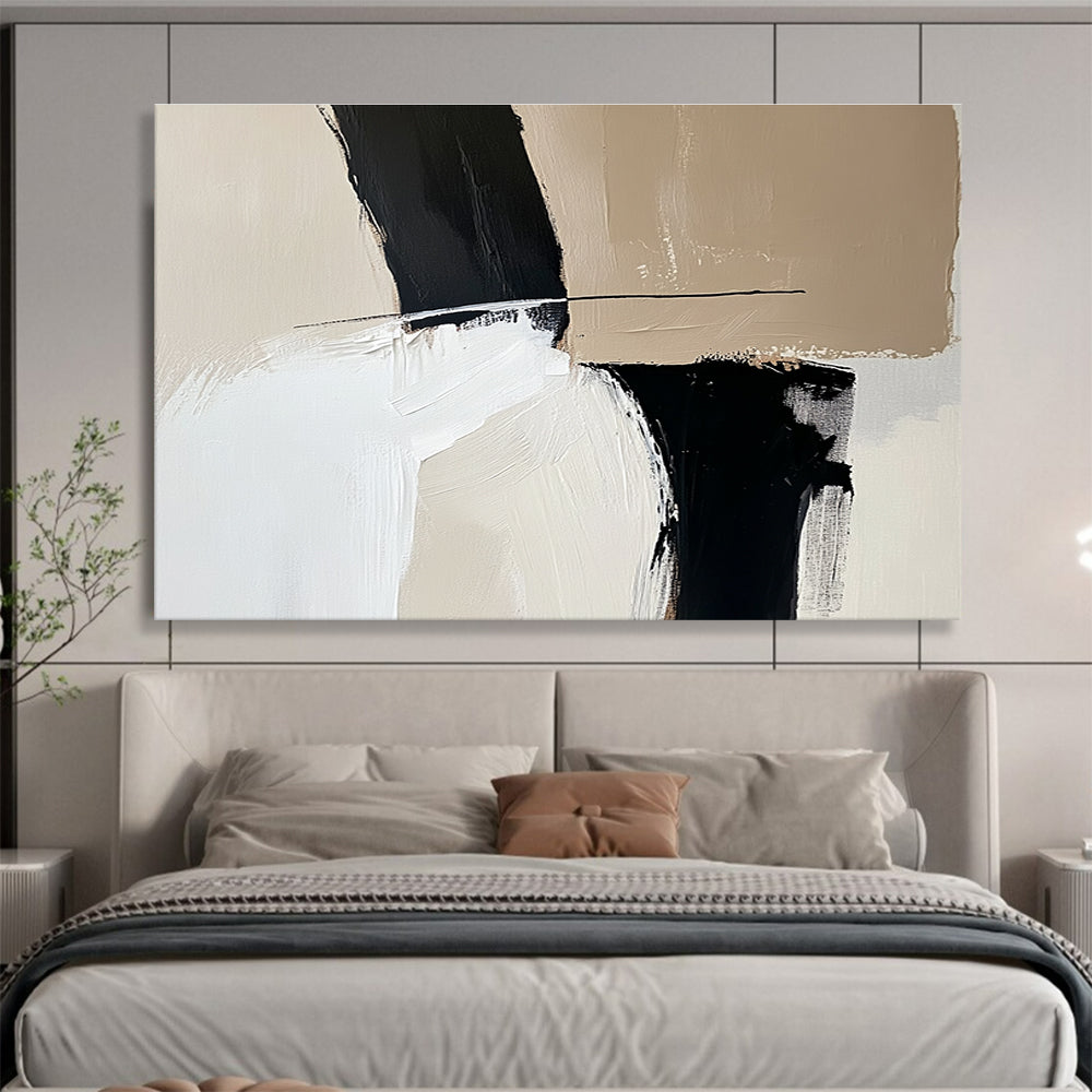 Black - Beige Abstract  Minimalist Contrast ABS092