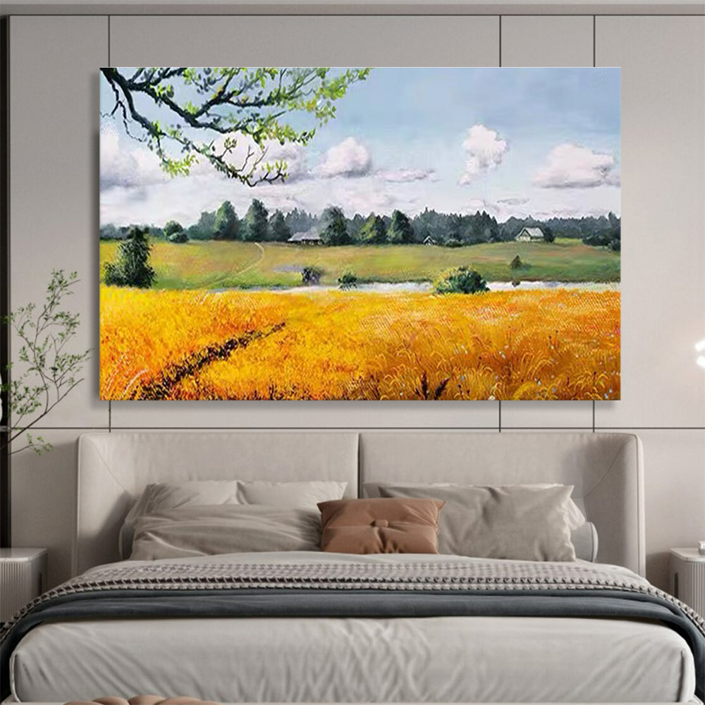 Countryside Landscape Abstract Painting for Rustic Cafes YHT208