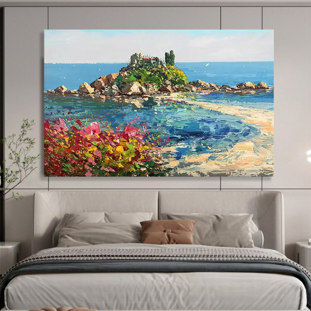 Island Blossom Abstract Painting for Beachfront Home Bedrooms YHT469