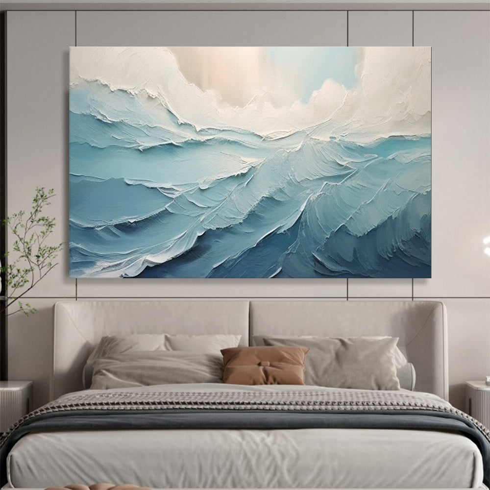 Blue Wave Abstract Painting for Nautical - Themed Bathrooms YHT227