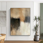 Beige Black Abstract Painting with Quiet Sophistication WINK545