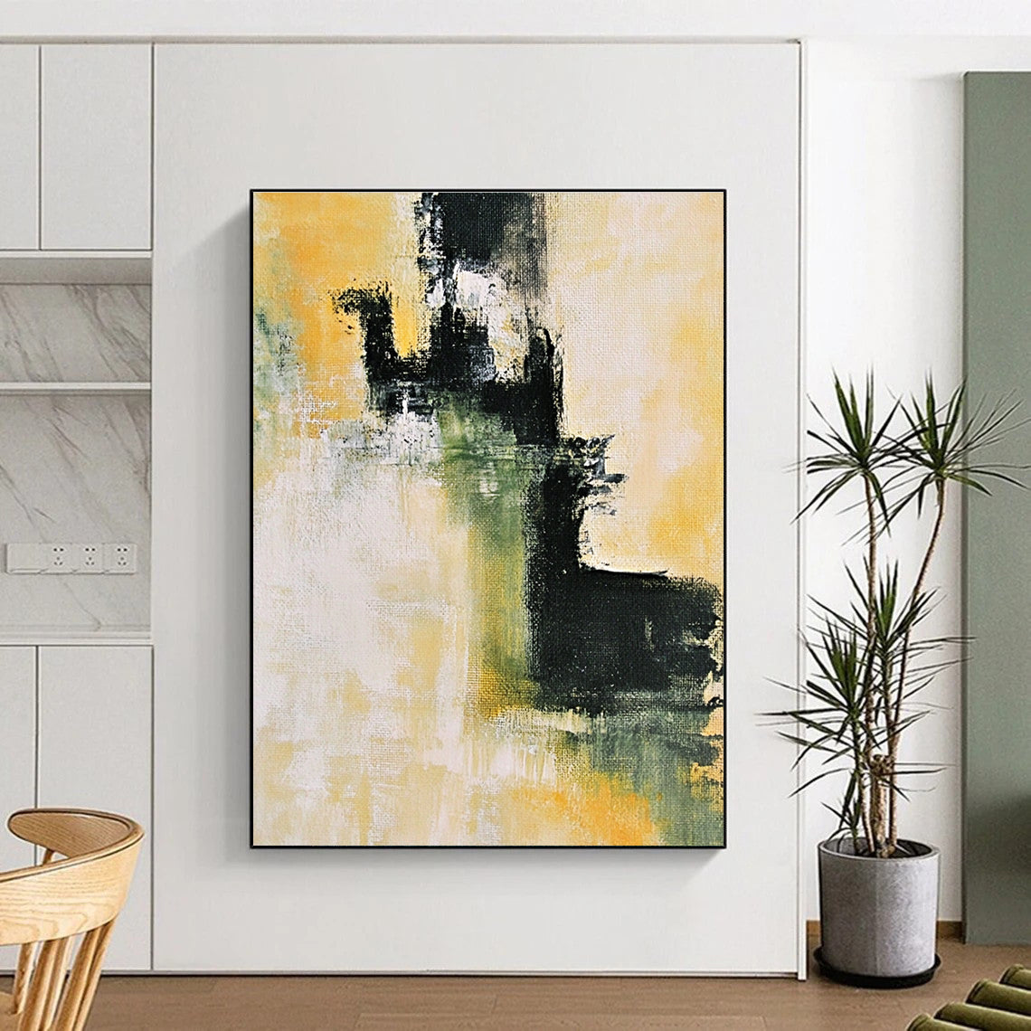 Yellow Green Abstract Painting with Subtle Harmony WINK584
