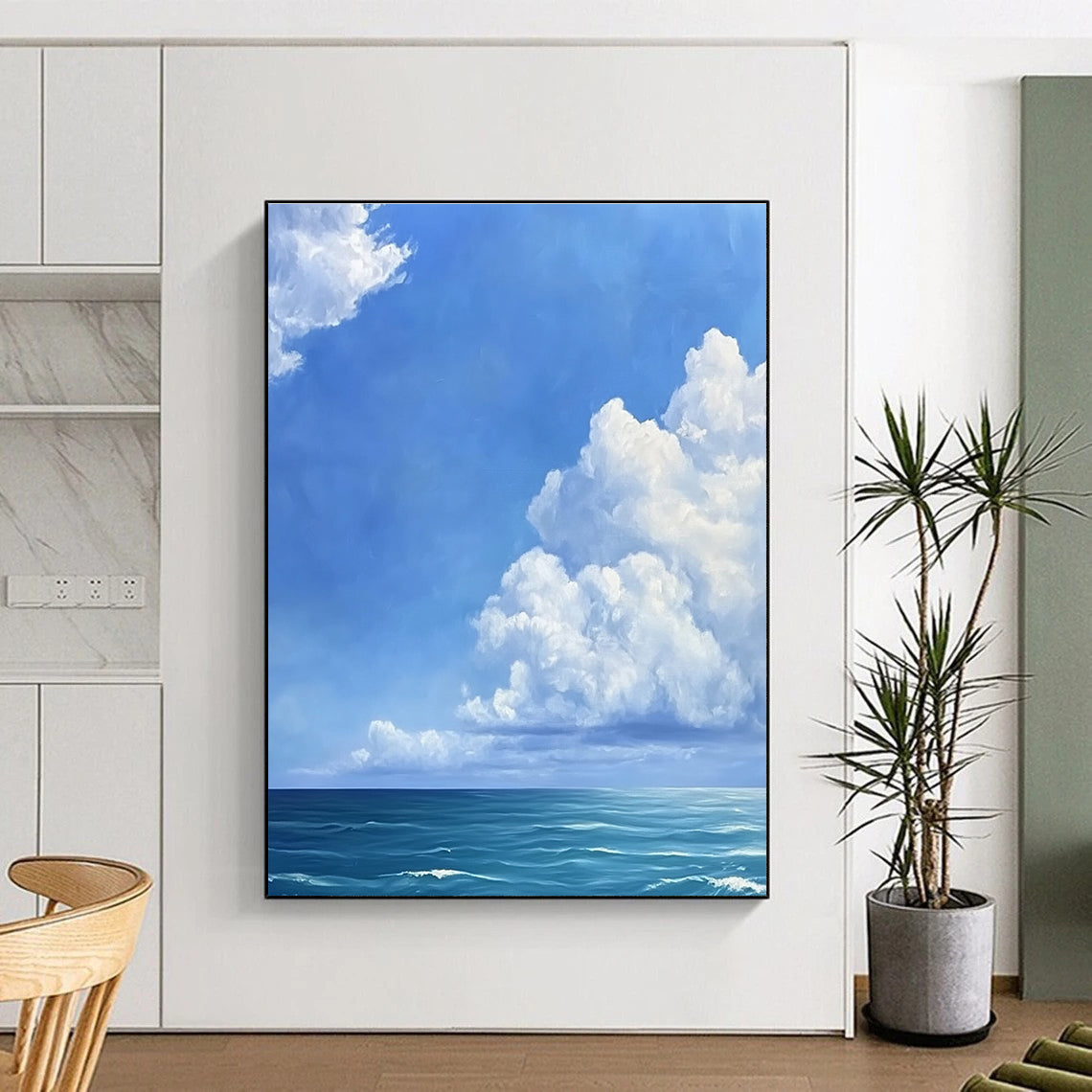 Sky and Sea Landscape Abstract Painting with Soft Clouds GAB0042