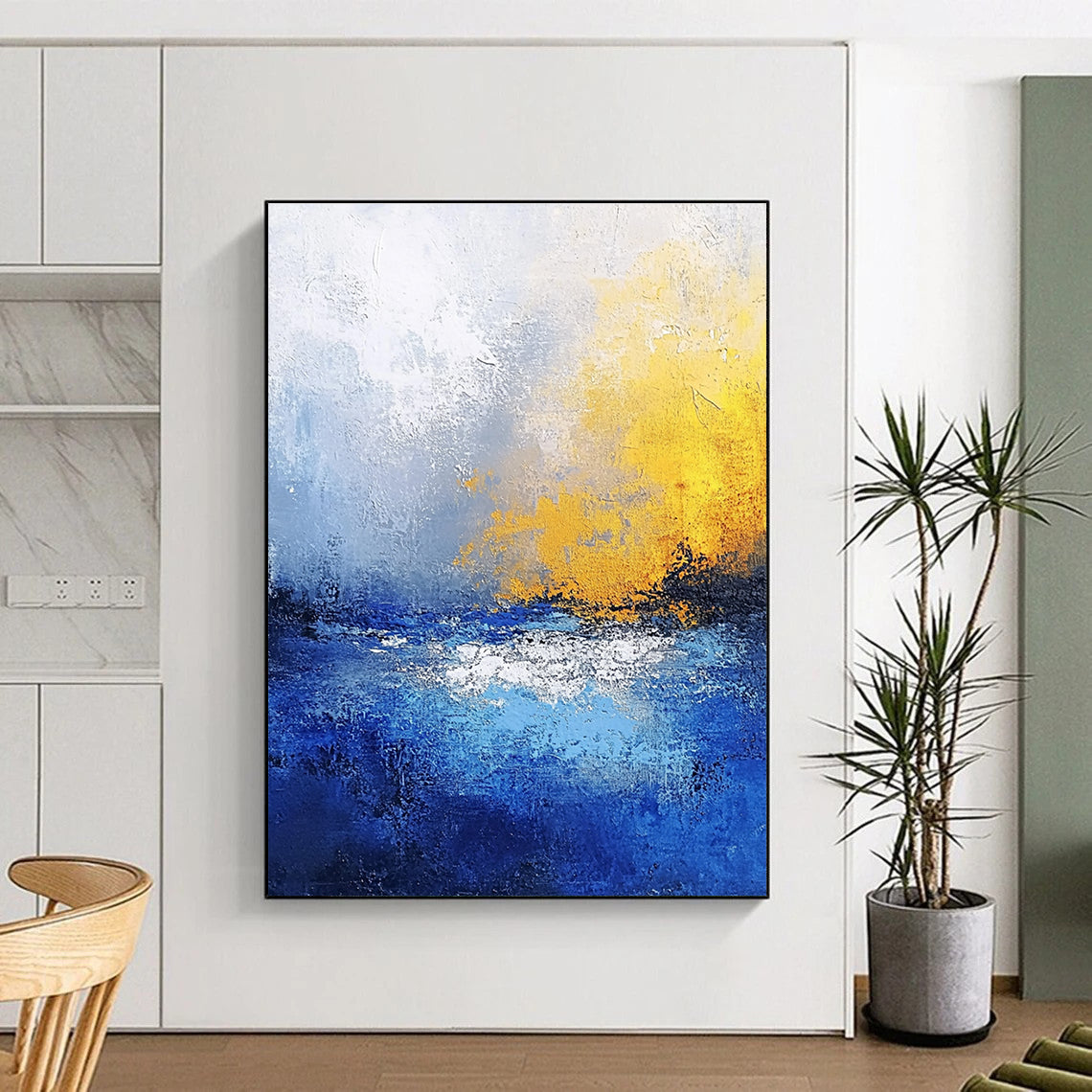 Blue - Yellow Abstract Landscape - Emotive Color - Block Abstract Painting GAB0430