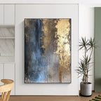 Blue and Golden Abstract Painting with Regal Allure WINK094