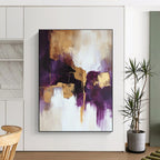 Purple and Gold Abstract Painting for Luxurious Dining Rooms GAB0810