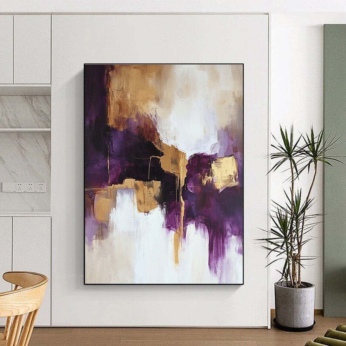 Purple and Gold Abstract Painting for Luxurious Dining Rooms GAB0810