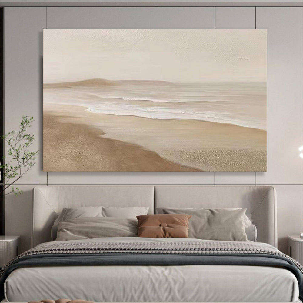 Beige Coastal Abstract Painting for Beachfront Hotel Lobbies YHT397