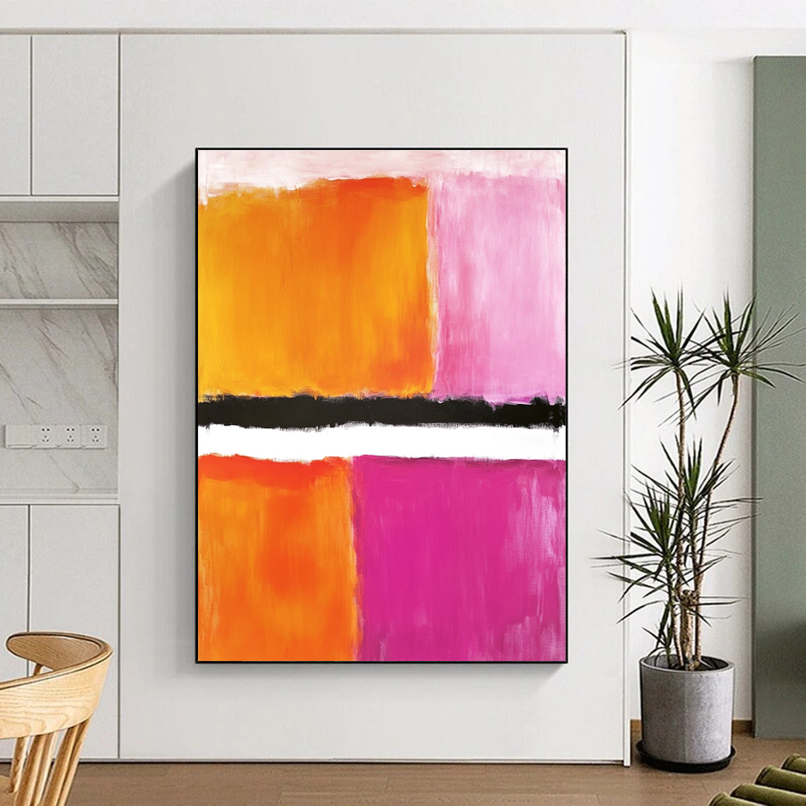 Color Block Composition Abstract Painting with Bold Contrast WINK141