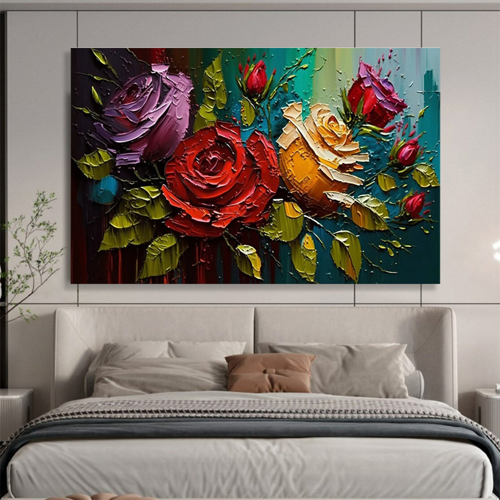 Textured Rose Dream Abstract Painting for Romantic Bedroom Retreats YHT303