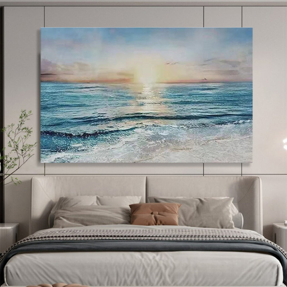 Sea Sunset Abstract Painting for Coastal Home Living Rooms YHT260