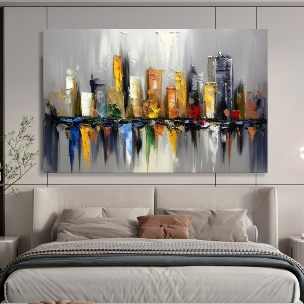 Colorful Cityscape Abstract Painting for Urban Lofts YHT066