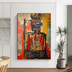 Tribal Figure with Headdress Abstract Painting for Cultural - Art Spaces HENG108